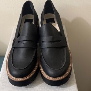 DV by Dolce Vita Black Loafers with Tan Trim
